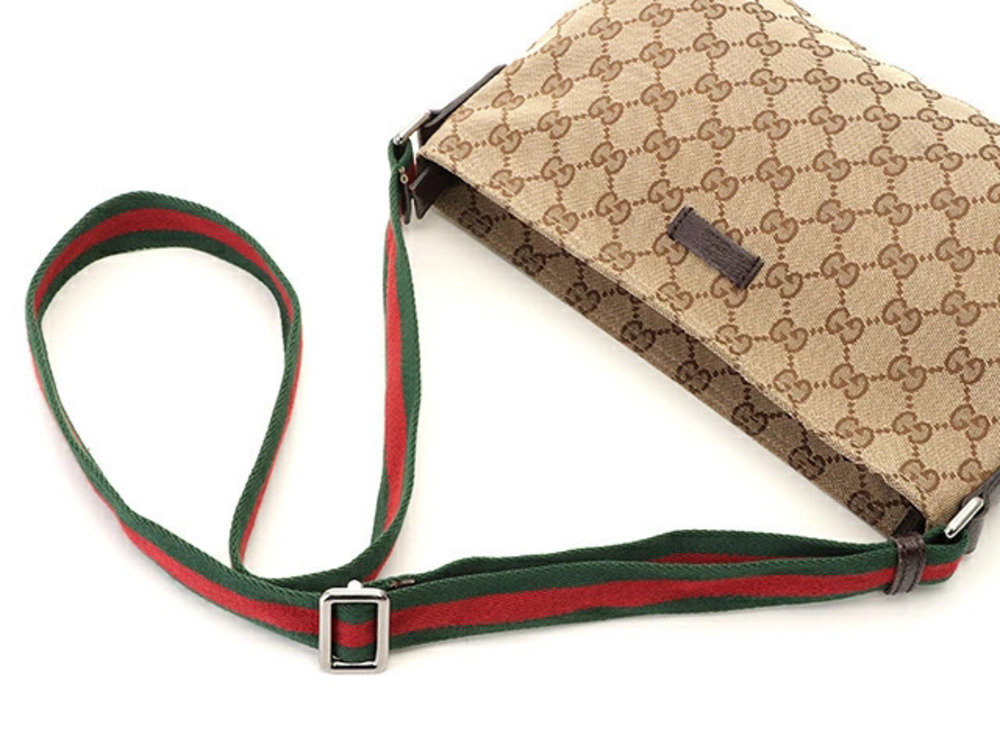 Gucci GG Shoulder Bag Beige Cream Canvas Calfskin - Picture 4 of 9